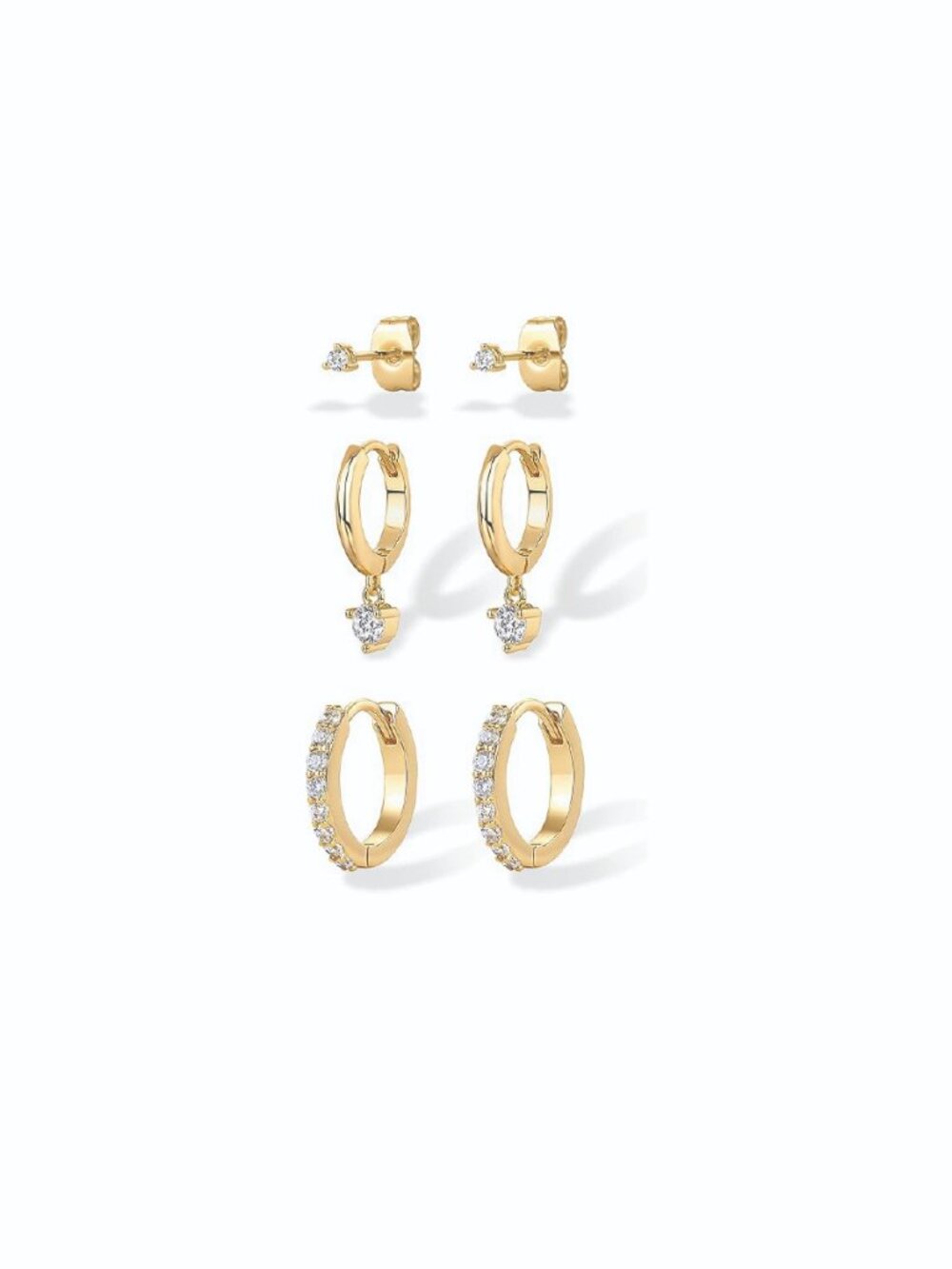Pavoi 18K Gold Plated 925 Sterling Silver Posts3 pairs earring pack set
